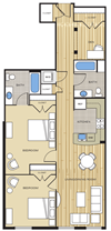 2 Bed2 Bath Den 1025sf Floor Plan 2 Bed2 Bath Den 1025sf Floor Plan at Clayborne Apartments, Alexandria